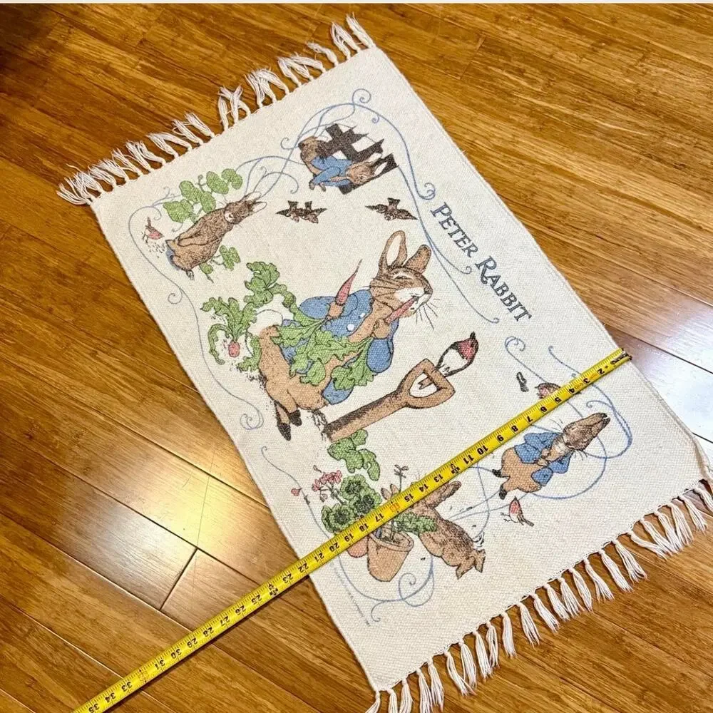 Vintage Peter Rabbit Woven Cotton Nursery Rug/Mat World of Beatrix Potter 39x22